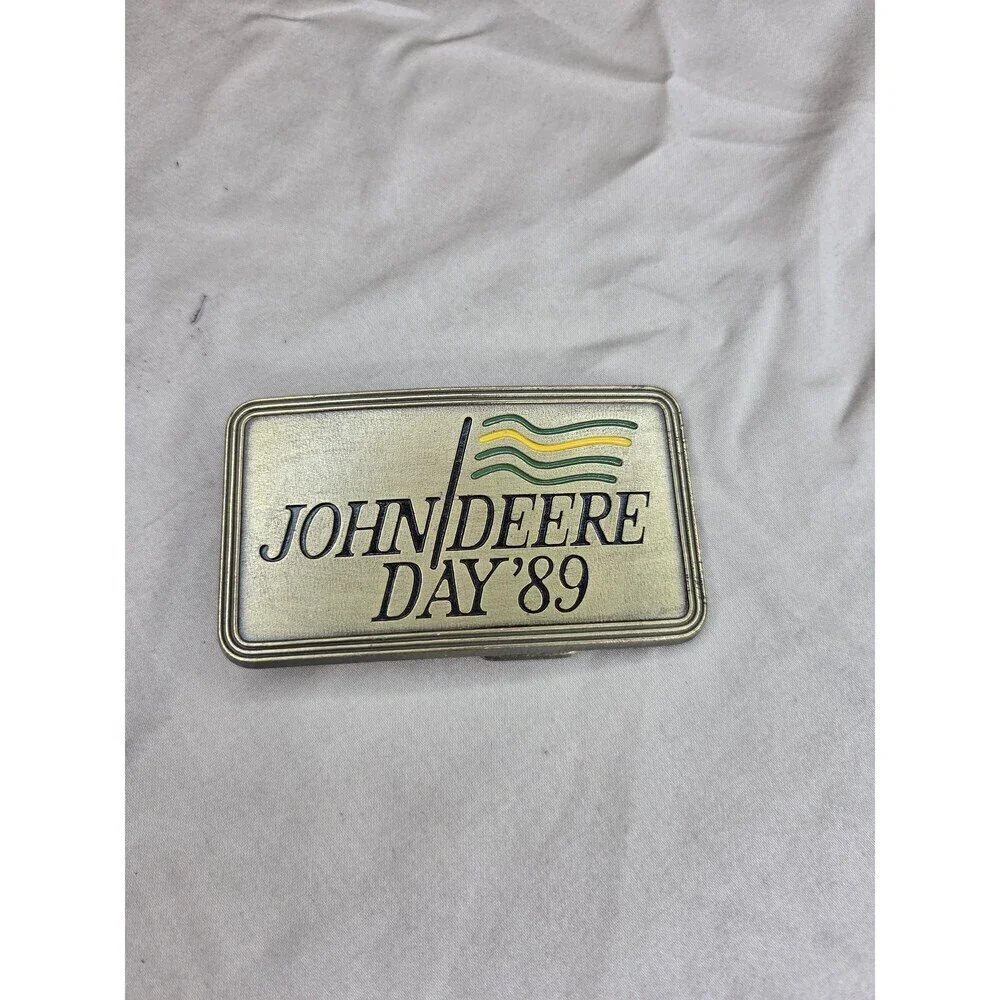 John Deere Day 1989 Belt Buckle - Gold Tone Rectangular Collectible